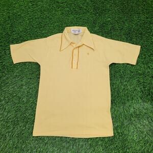 Vintage 80s MOD Campus Polo Shirt XS/S 17x27 Yellow USA Preppy